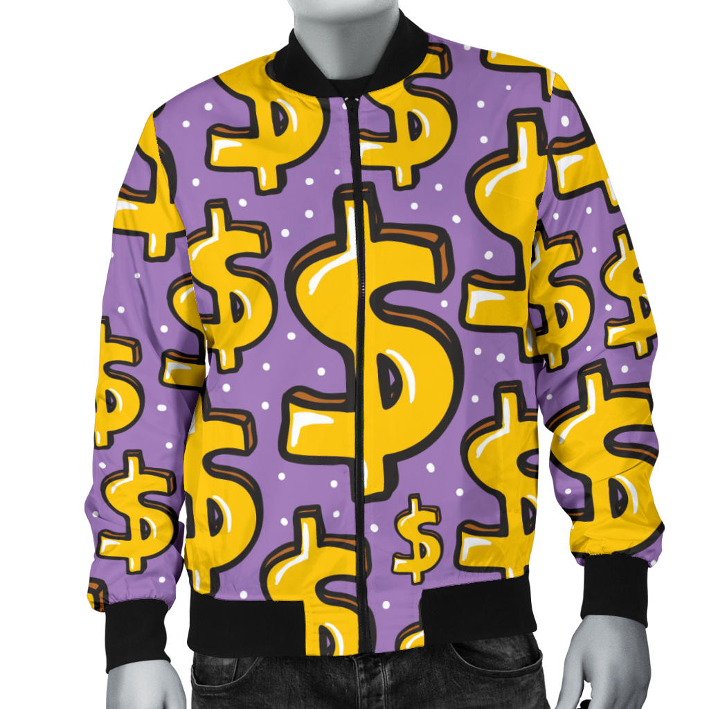 Dollar Pattern Print Design DO01 Men Bomber Jacket