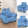 Dolphin Blue Print Armchair Slipcover