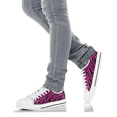 Pink Zebra White Bottom Low Top Shoes