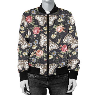 Butterfly Flower Pattern Print Design 07 Women's Bomber Jacket