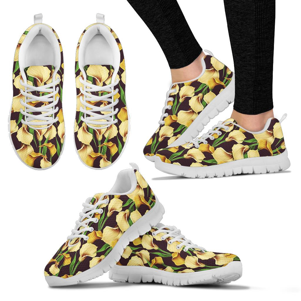 Lily Pattern Print Design LY013 Sneakers White Bottom Shoes