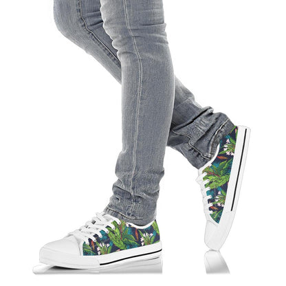 Rainforest Pattern Print Design RF01 White Bottom Low Top Shoes
