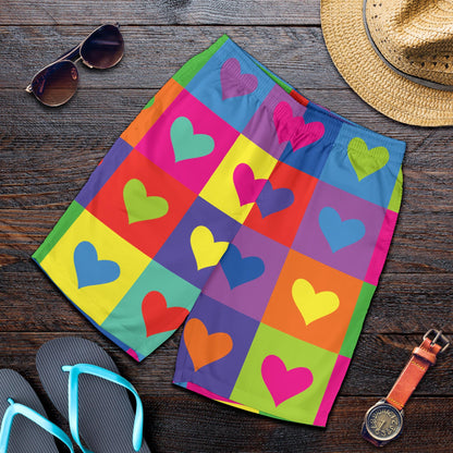 Pop Art Heart Pattern Print Design A01 Mens Shorts