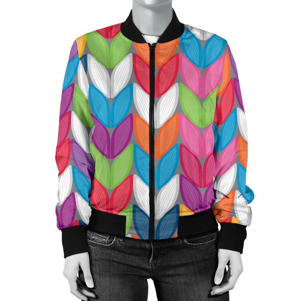 Knit Pattern Print Design 01 Women's Bomber Jacket