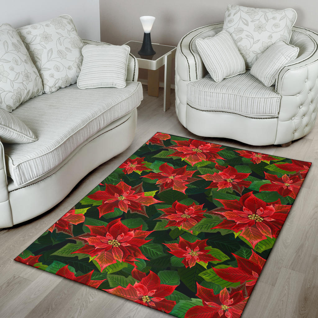 Poinsettia Pattern Print Design POT04 Area Rugs