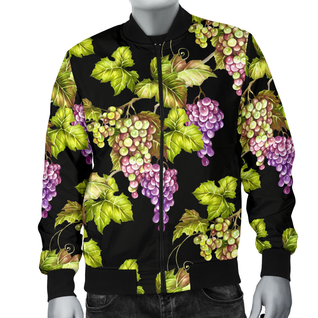 Grape Pattern Print Design GP04 Men Bomber Jacket