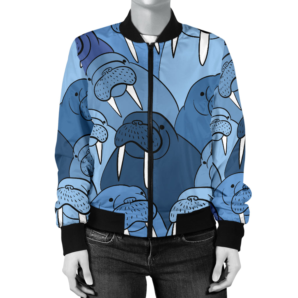 Walrus Pattern Print Design 01 Women's Bomber Jacket