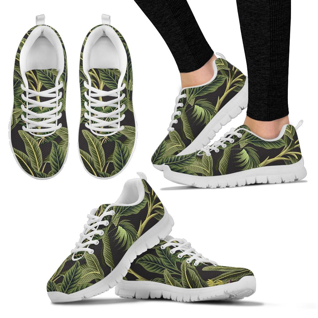 Banana Leaf Pattern Print Design BL04 Sneakers White Bottom Shoes