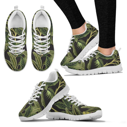 Banana Leaf Pattern Print Design BL04 Sneakers White Bottom Shoes