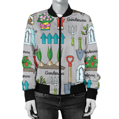 Gardening Pattern Print Design G07 Women Bomber Jacket