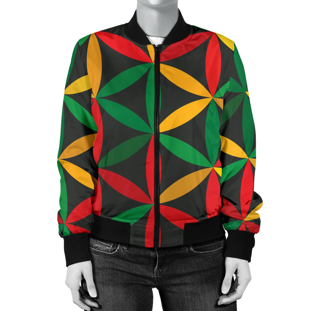 Rasta Pattern Print Design A04 Women's Bomber Jacket
