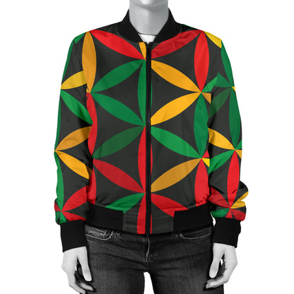 Rasta Pattern Print Design A04 Women's Bomber Jacket