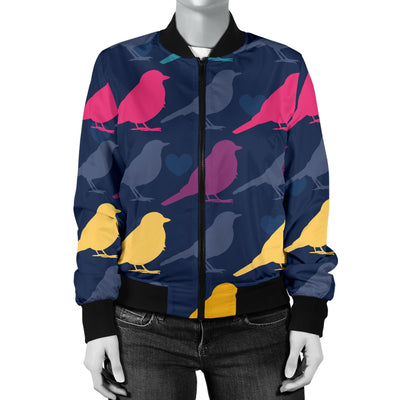 Birds Pattern Print Design 01 Women's Bomber Jacket