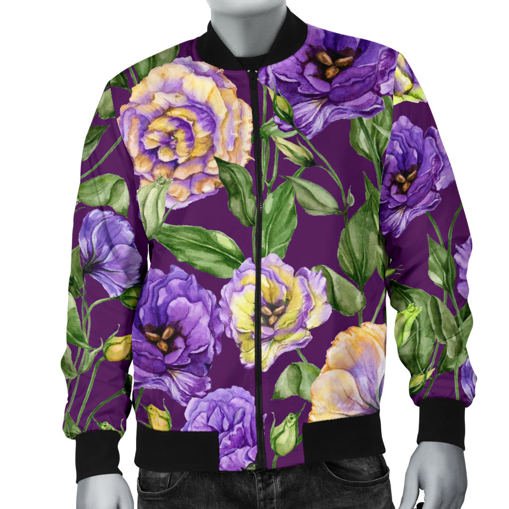 Lisianthus Pattern Print Design LT03 Men Bomber Jacket