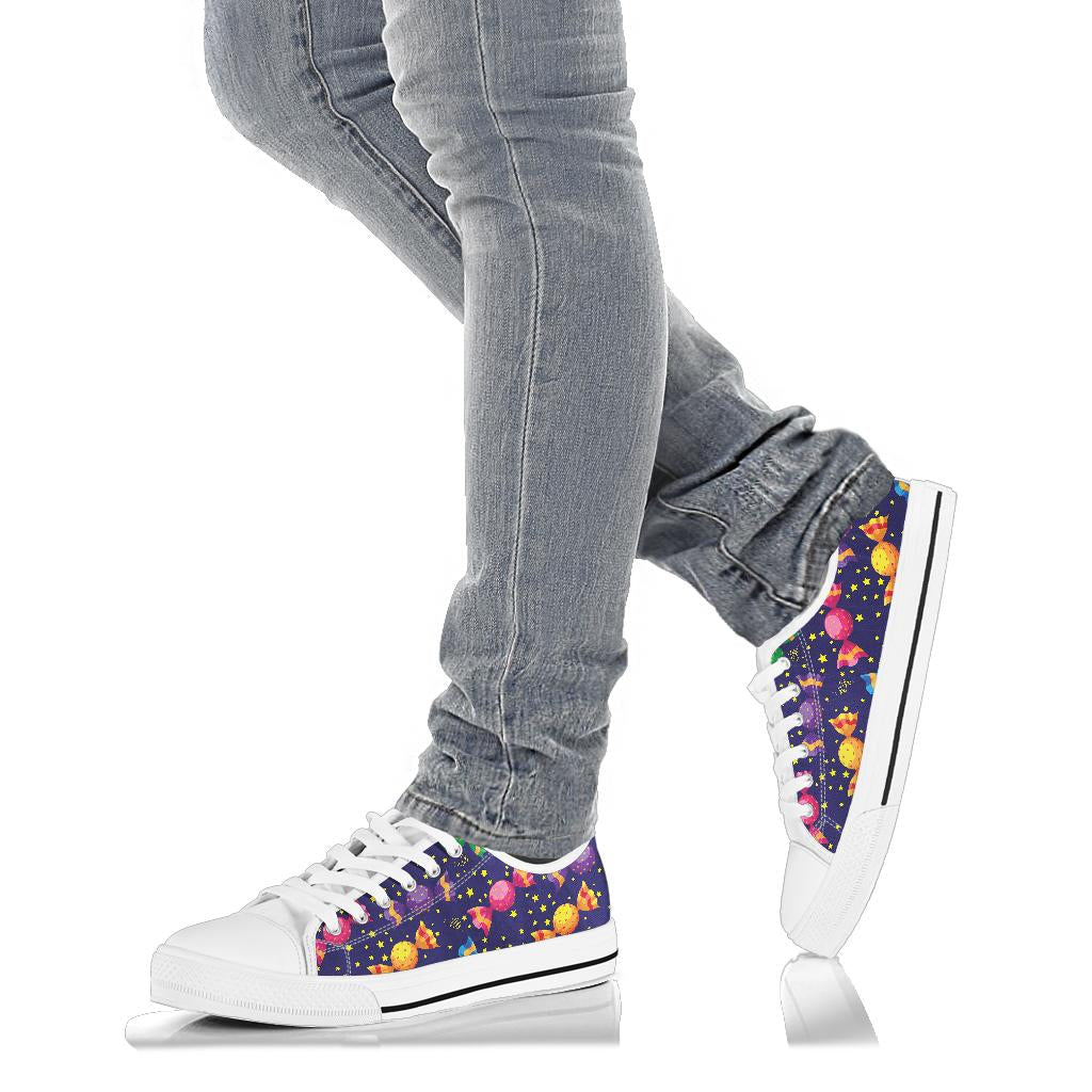 Candy Pattern Print Design CA06 White Bottom Low Top Shoes