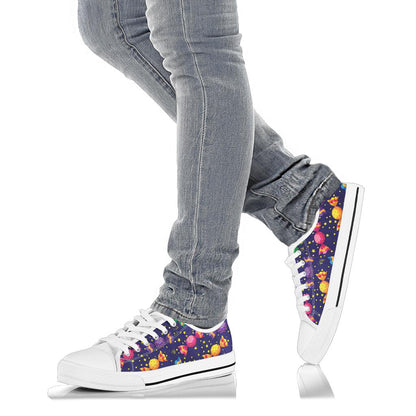 Candy Pattern Print Design CA06 White Bottom Low Top Shoes