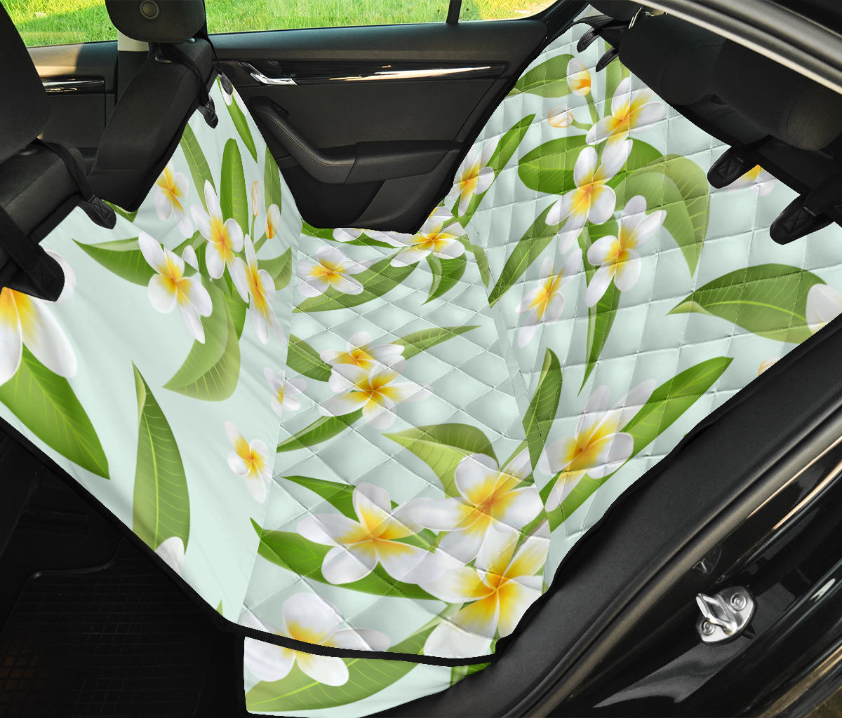 Yellow Plumeria Pattern Print Design PM024 Rear Dog  Seat Cover