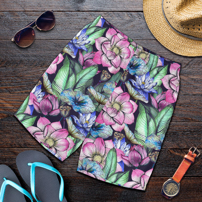 Water Lily Pattern Print Design WL07 Mens Shorts