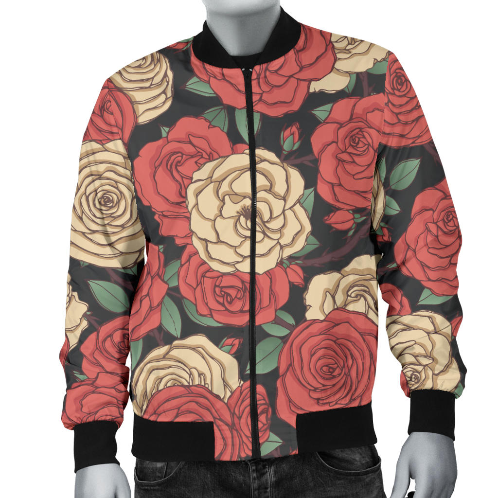 Camellia Pattern Print Design CM01 Men Bomber Jacket