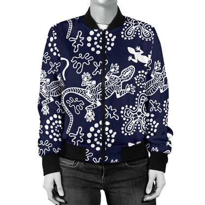 lizard Pattern Print Design 03 Women's Bomber Jacket