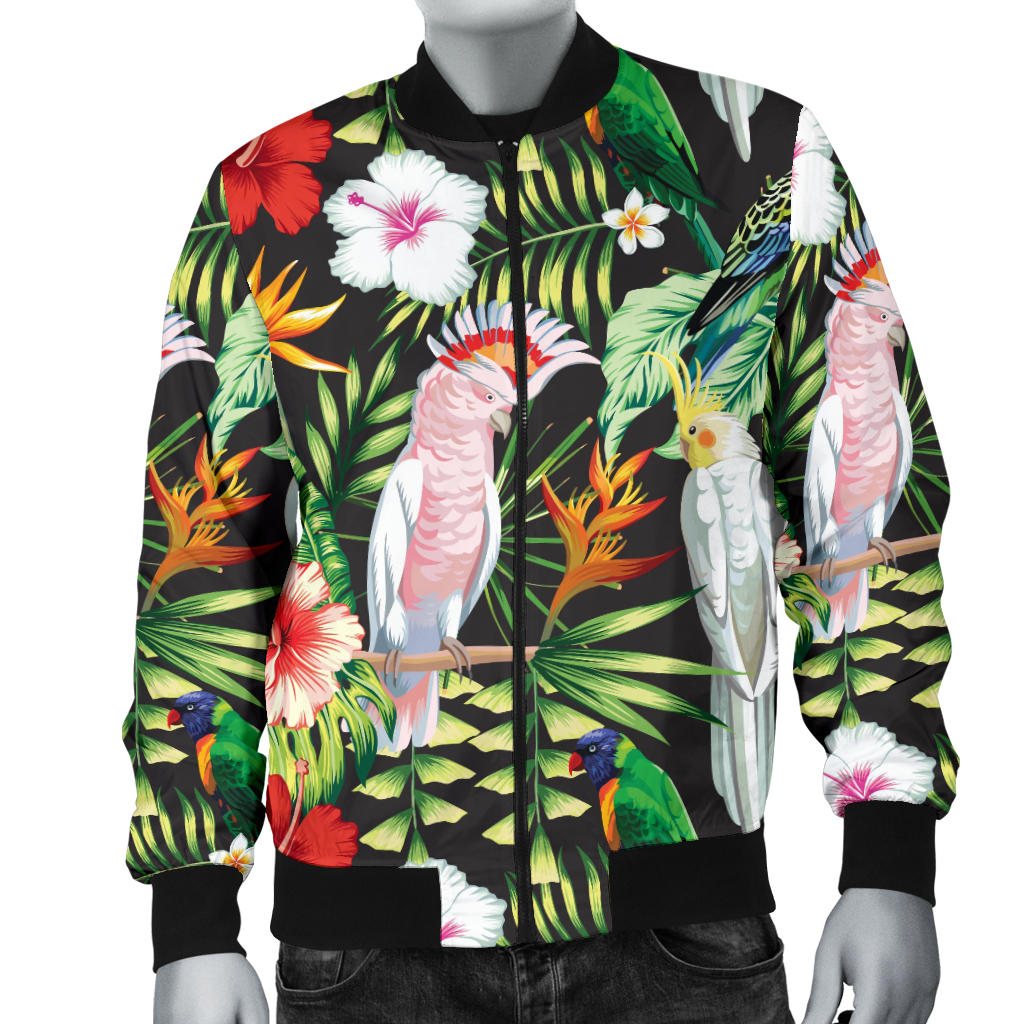 Tropical Flower Pattern Print Design TF03 Men Bomber Jacket