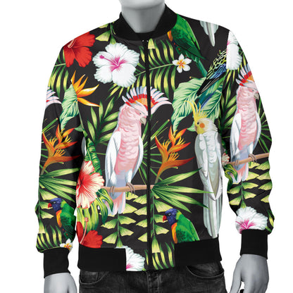 Tropical Flower Pattern Print Design TF03 Men Bomber Jacket