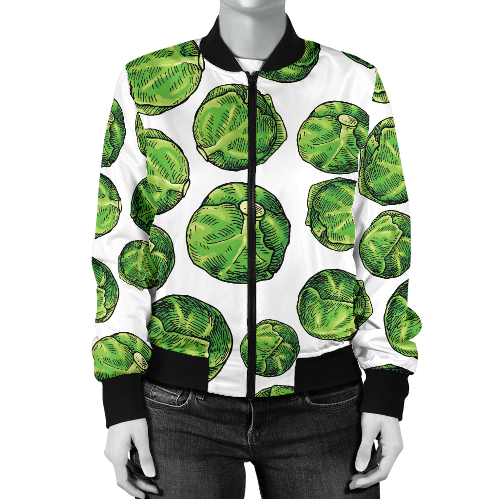 Brussels Sprouts Pattern Print Design 02 Women's Bomber Jacket