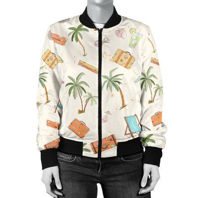 Beach Themed Pattern Print Design 05 Women's Bomber Jacket