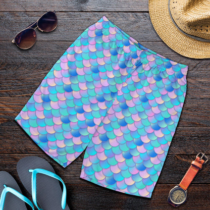 Mermaid Scales Pastel Pattern Print Design 07 Mens Shorts