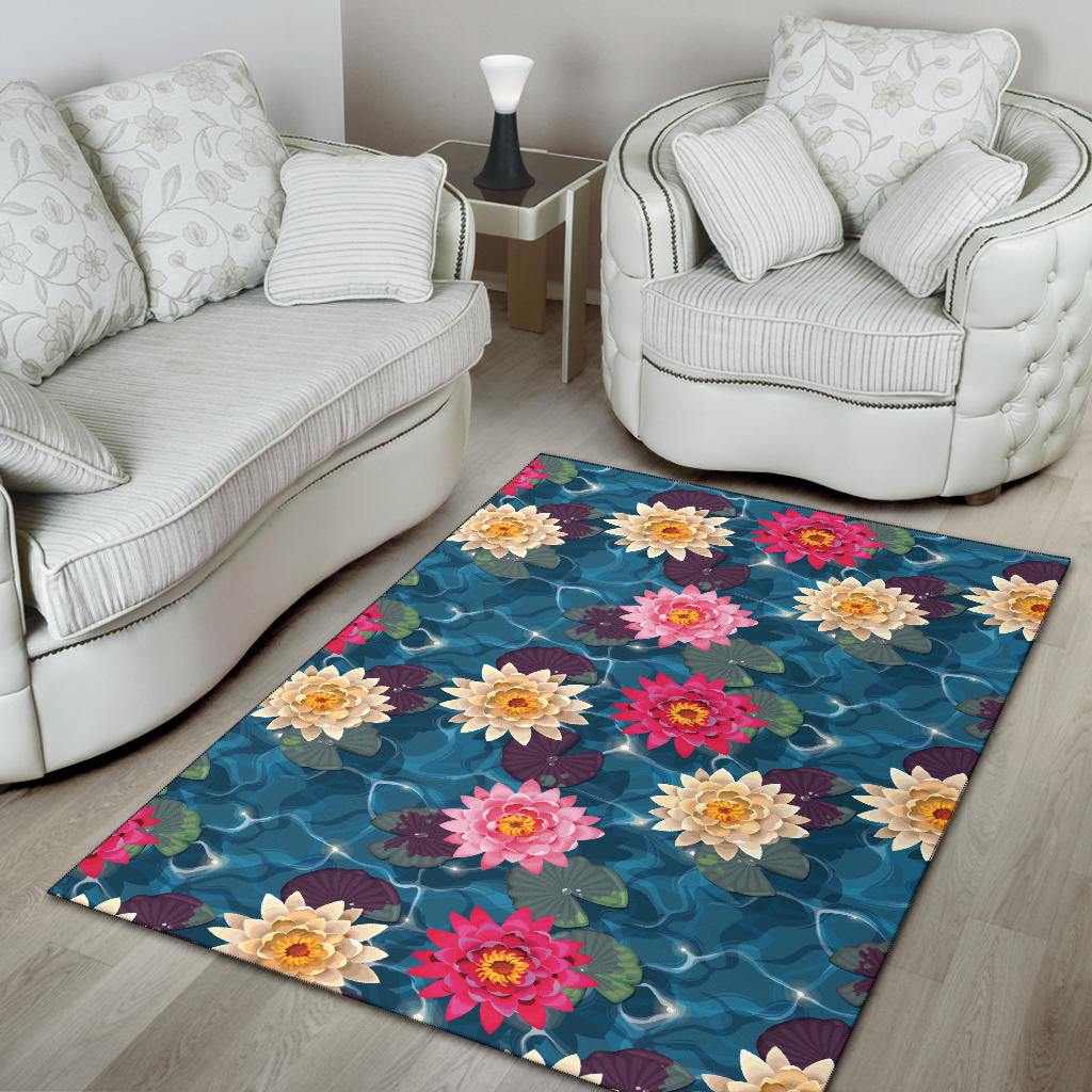 Water Lily Pattern Print Design WL05 Area Rugs