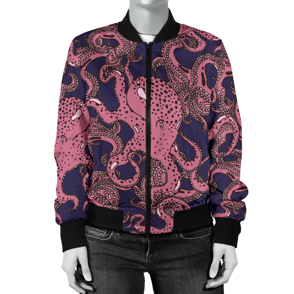 Octopus Pattern Print Design A03 Women's Bomber Jacket
