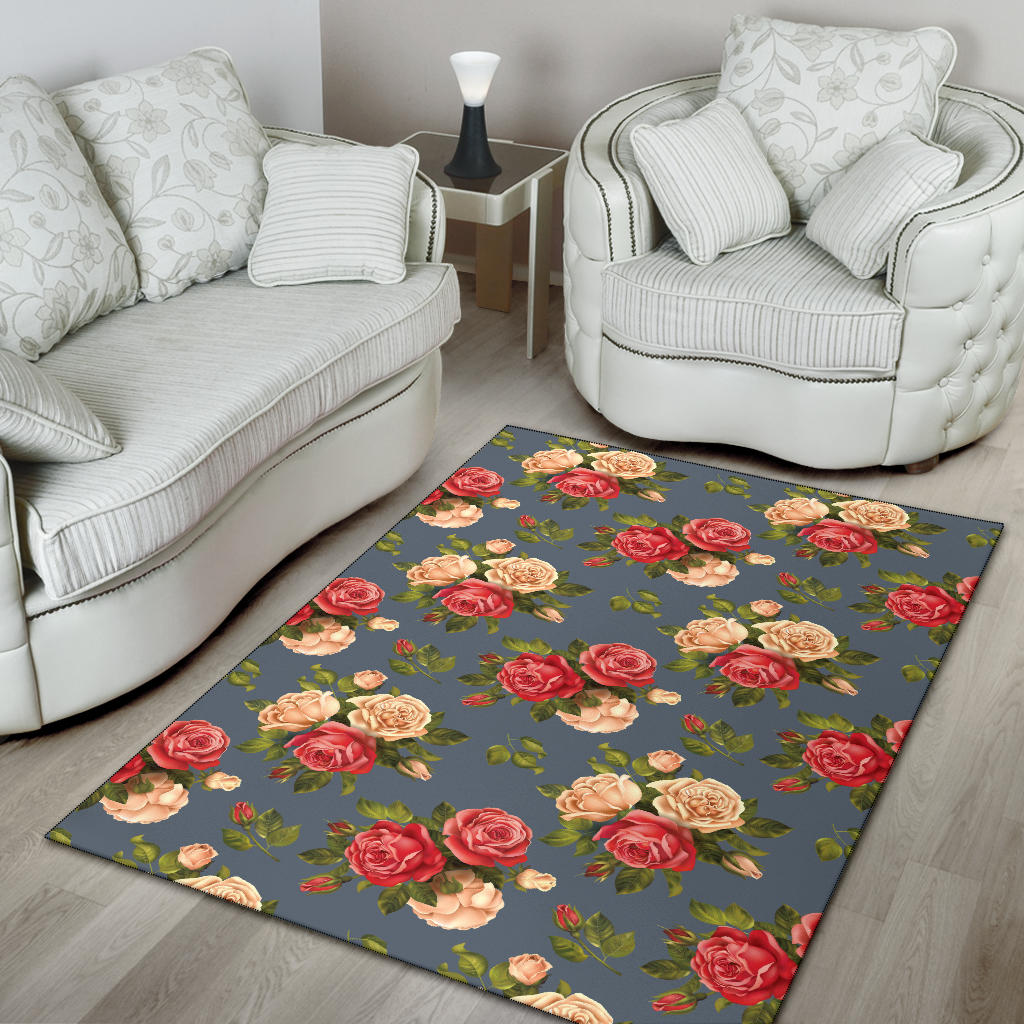 Rose Pattern Print Design RO017 Area Rugs