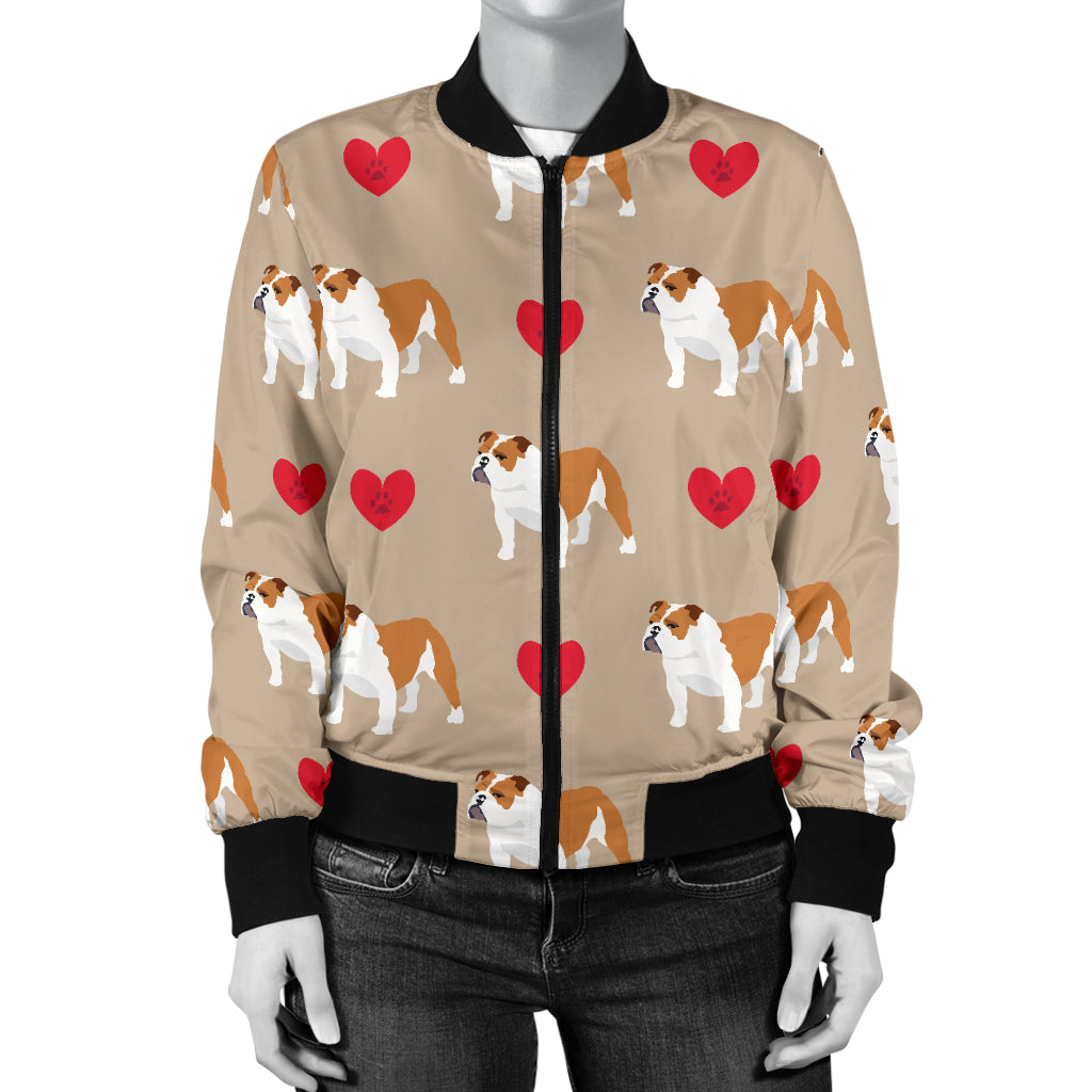 Bulldogs Pattern Print Design 02 Women's Bomber Jacket