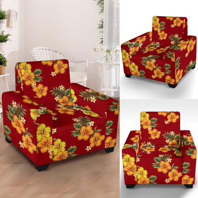 Orange Hibiscus Pattern Print Design HB026 Armchair Slipcover