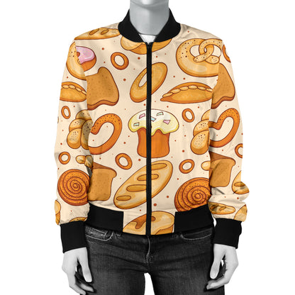 Bread Pattern Print Design 01 Women's Bomber Jacket