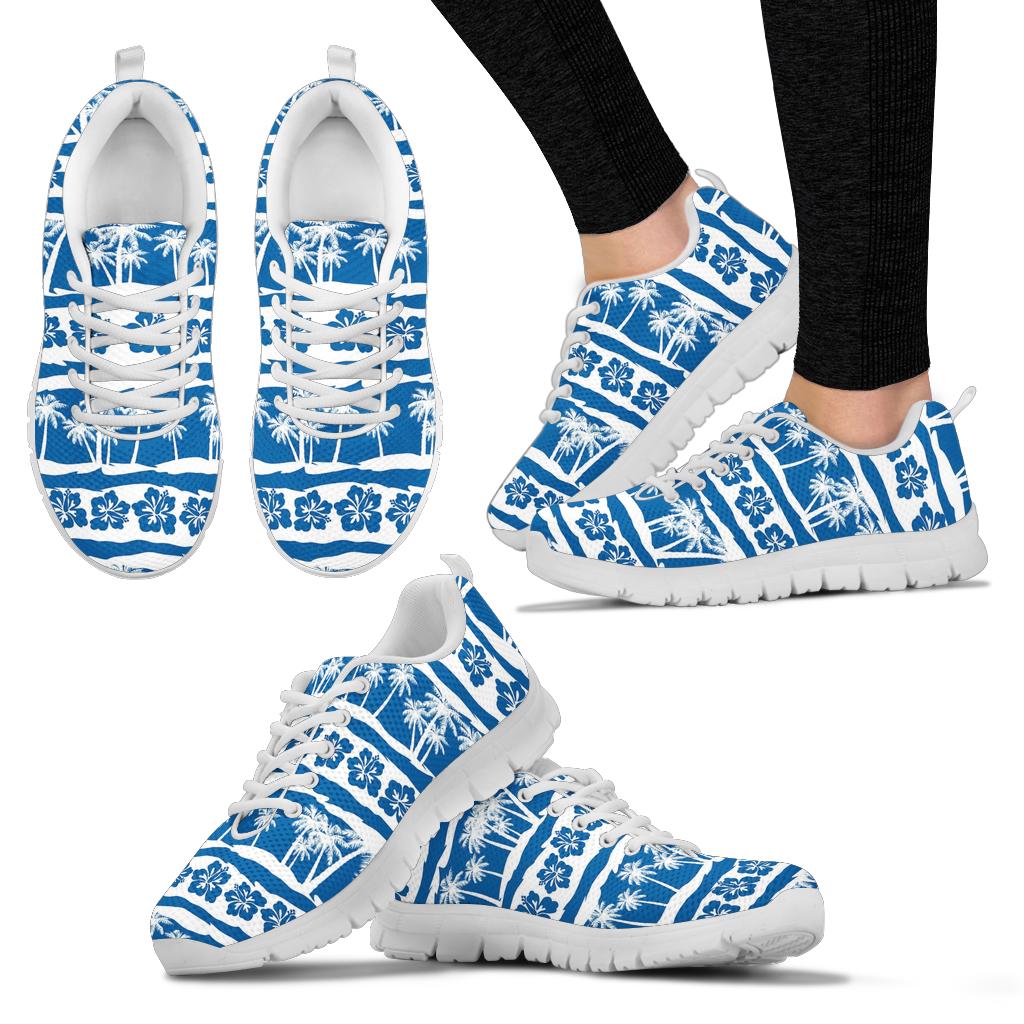 Hawaiian Themed Pattern Print Design H021 Sneakers White Bottom Shoes
