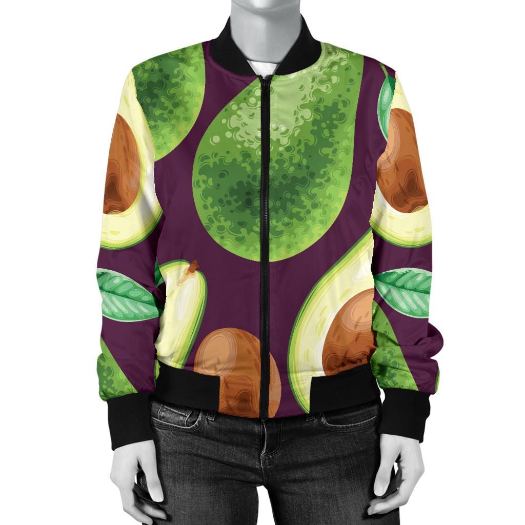 Avocado Pattern Print Design AC08 Women Bomber Jacket