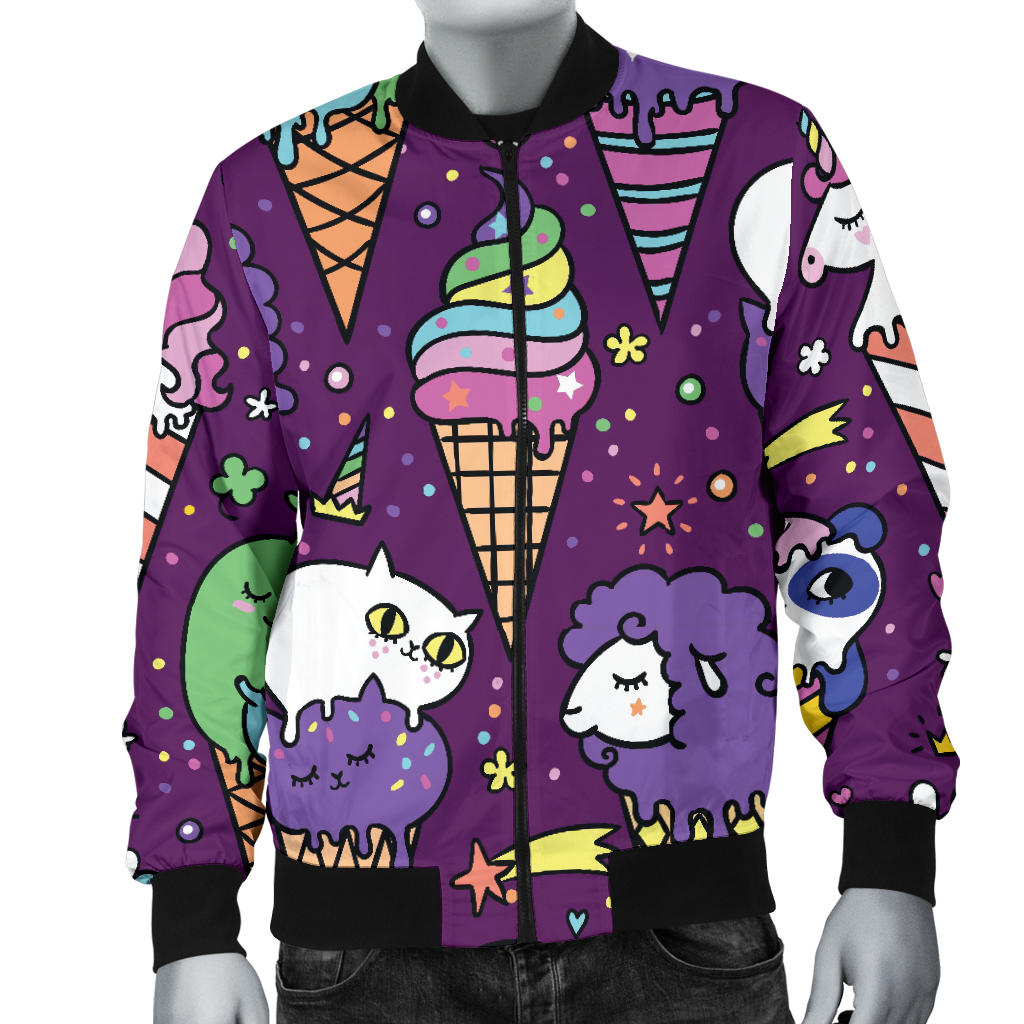 Ice Cream Pattern Print Design IC07 Men Bomber Jacket