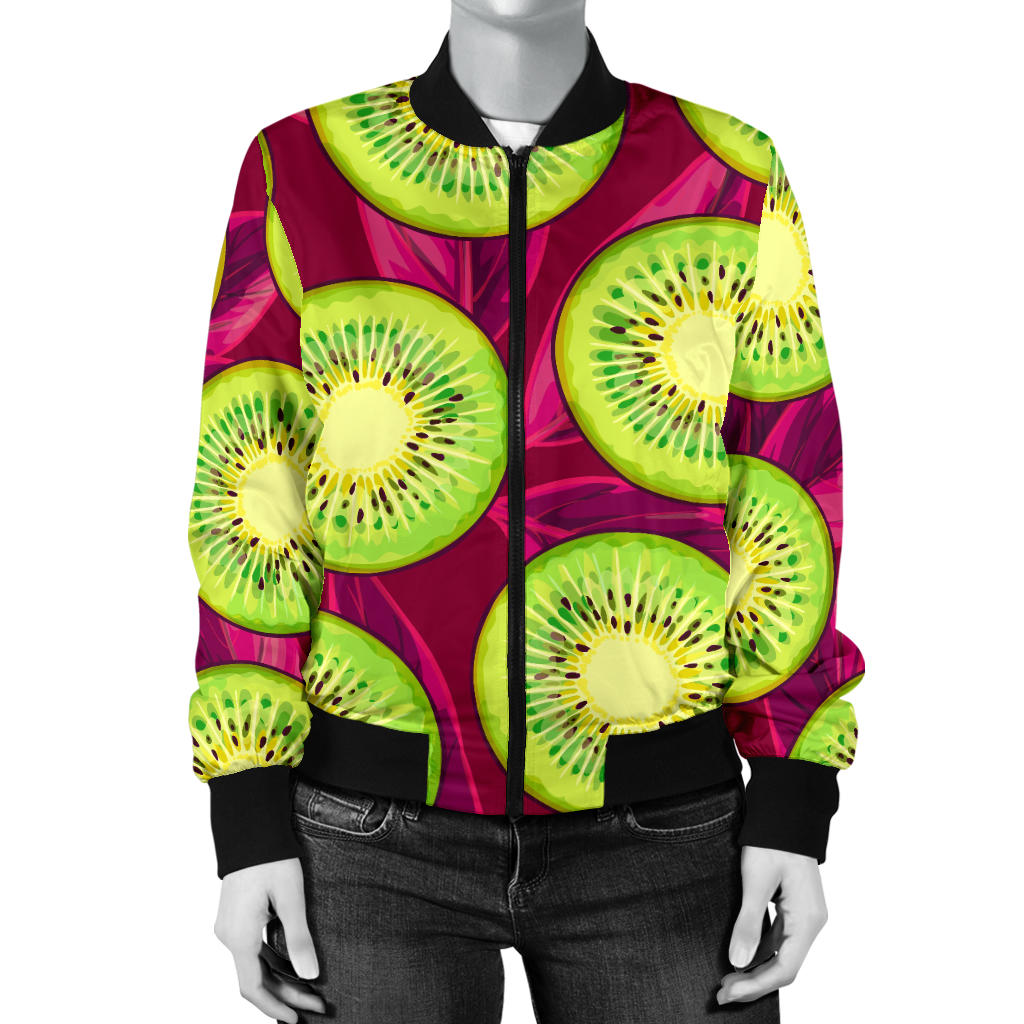 Kiwi Pattern Print Design KW05 Women Bomber Jacket