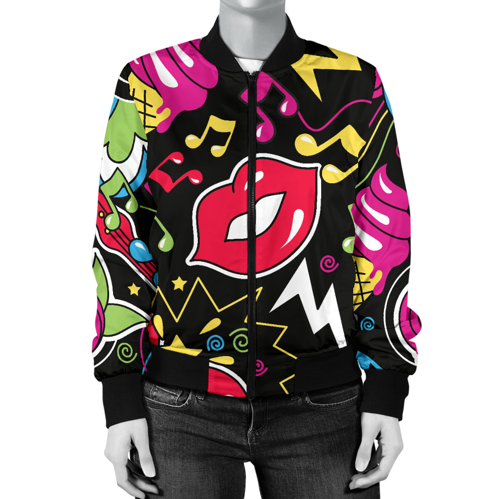 Pop Art Pattern Print Design A04 Women's Bomber Jacket