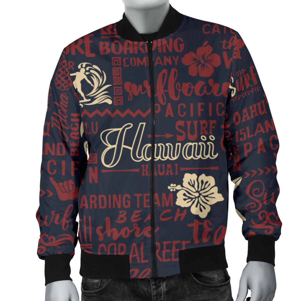 Hawaiian Themed Pattern Print Design H017 Men Bomber Jacket