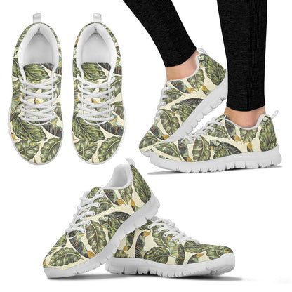 Banana Leaf Pattern Print Design BL08 Sneakers White Bottom Shoes