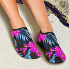 Neon Pink Hibiscus Pattern Print Design HB015 Aqua Water Shoes