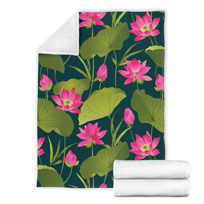 Water Lily Pattern Print Design WL09 Fleece Blanket
