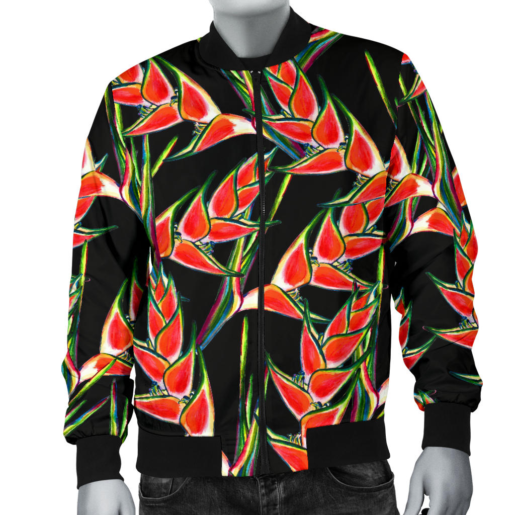 Heliconia Pattern Print Design HL010 Men Bomber Jacket