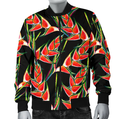 Heliconia Pattern Print Design HL010 Men Bomber Jacket