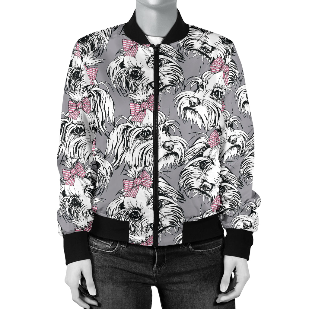 Maltese Pattern Print Design 01 Women's Bomber Jacket