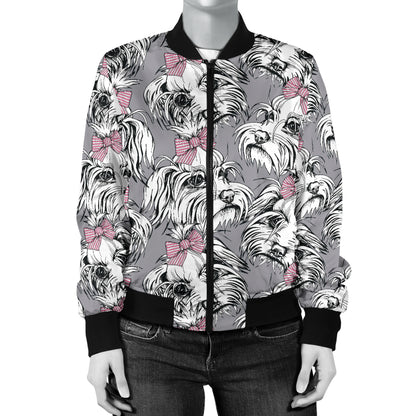 Maltese Pattern Print Design 01 Women's Bomber Jacket