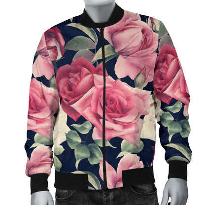 Rose Pattern Print Design RO05 Men Bomber Jacket