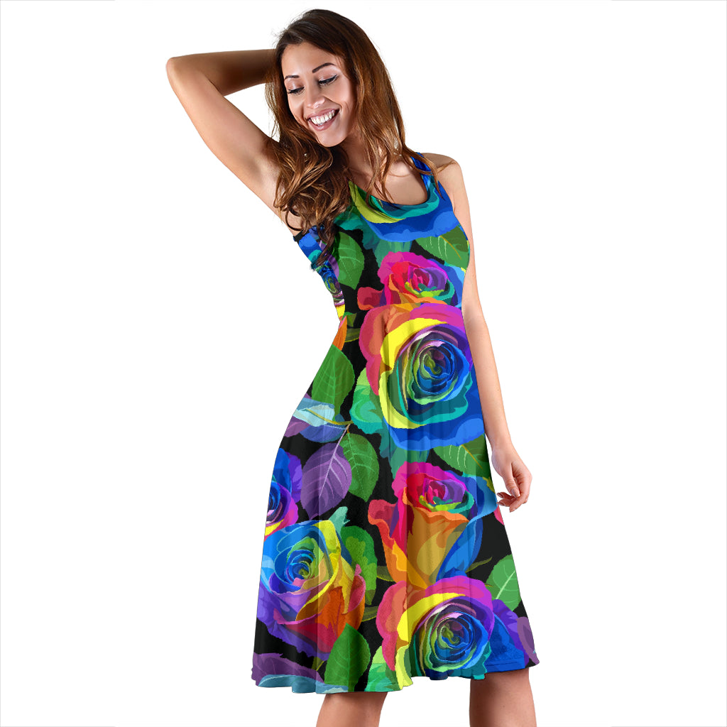 Rose Pattern Print Design RO02 Midi Dress